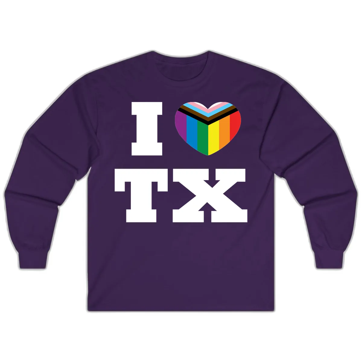 I Love Pride Rainbow Heart Long Sleeve in Purple