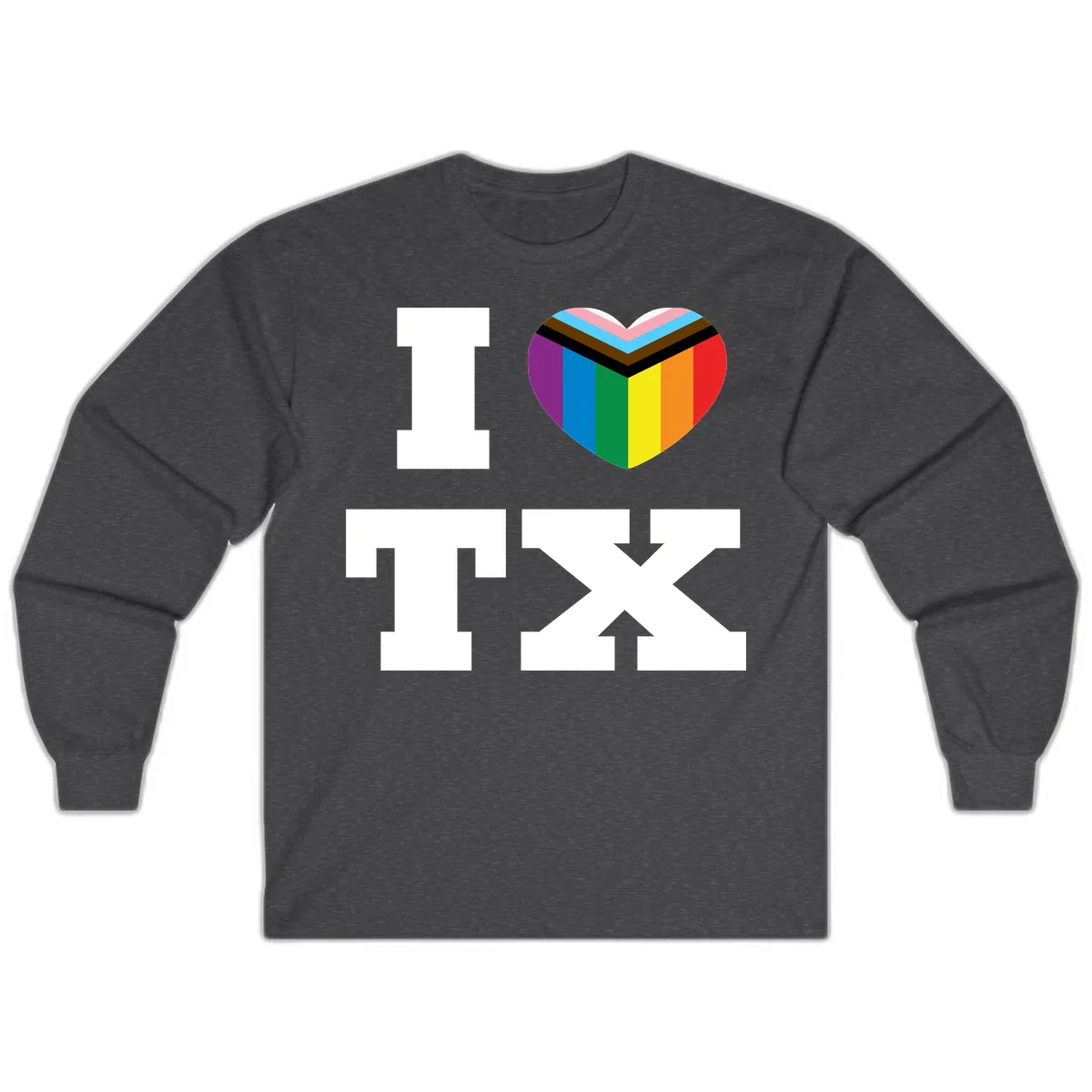I Love Pride Rainbow Heart Long Sleeve in Dark Heather