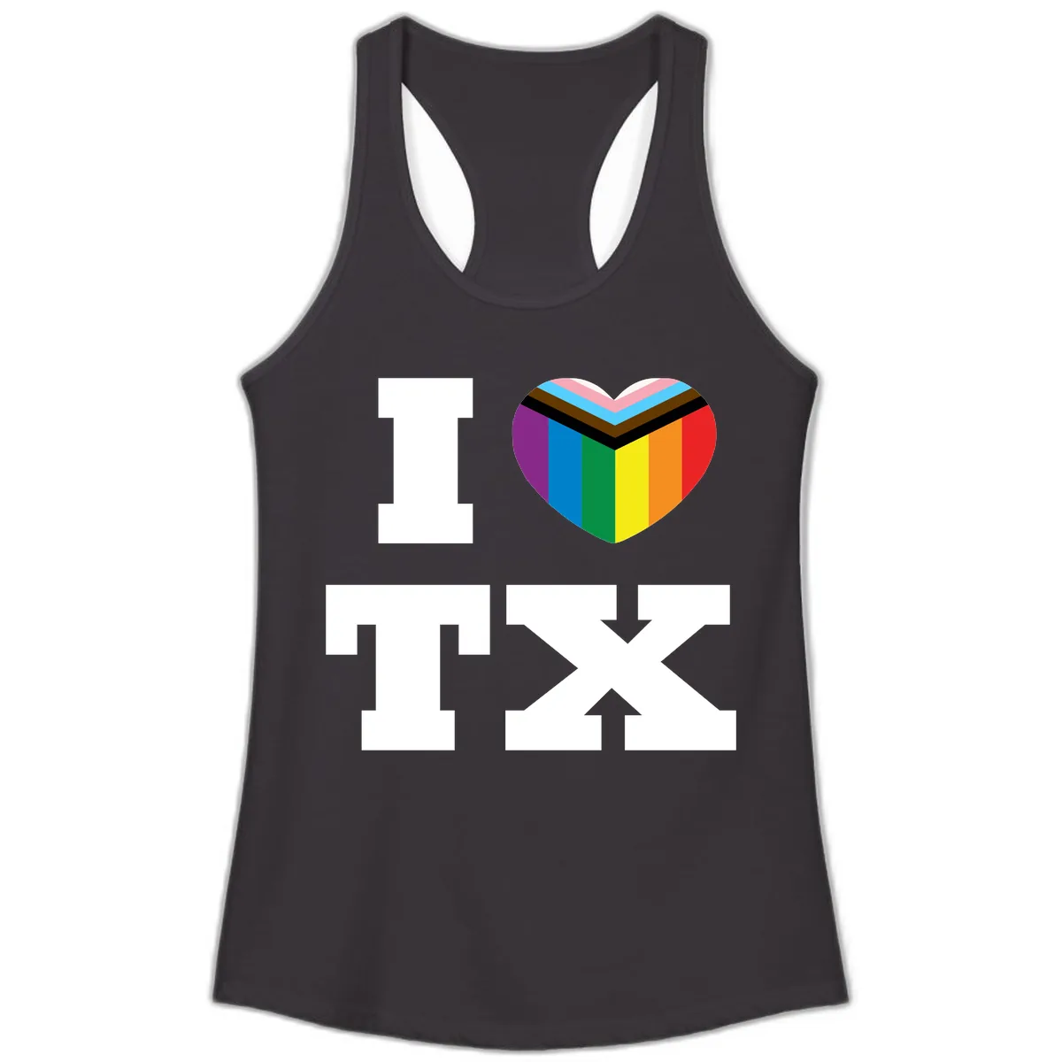 I Love Pride Rainbow Heart Ladies Tank in Black