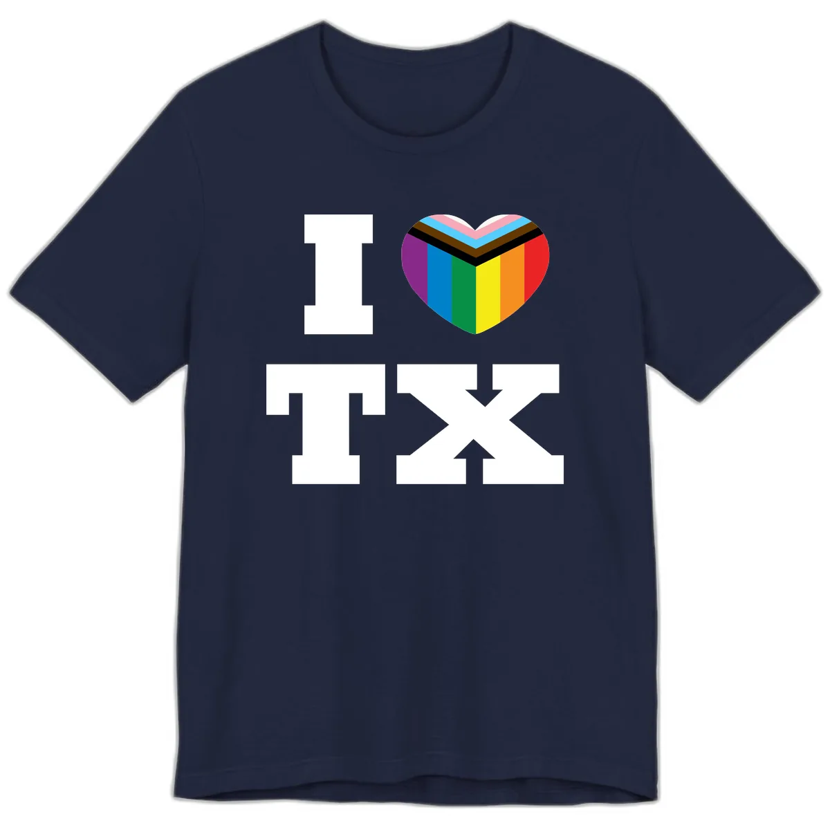 I Love Pride Rainbow Heart Premium T-Shirt in Navy