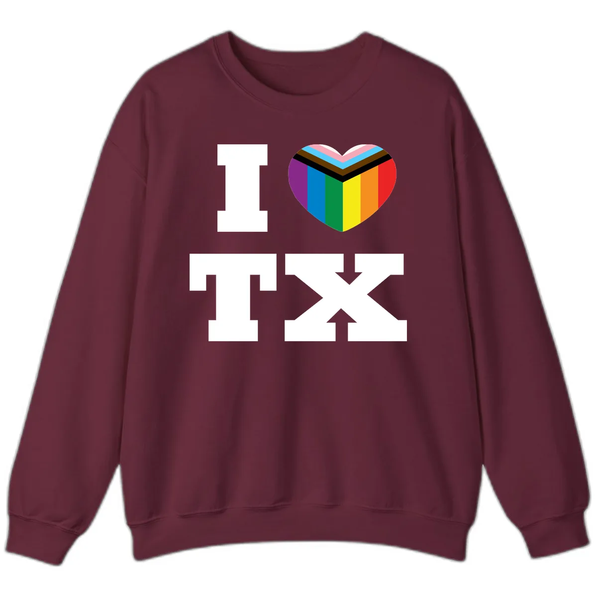 I Love Pride Rainbow Heart Sweatshirt in Maroon