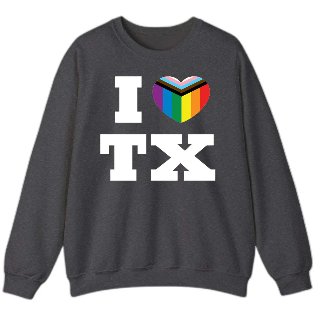 I Love Pride Rainbow Heart Sweatshirt in Dark Heather