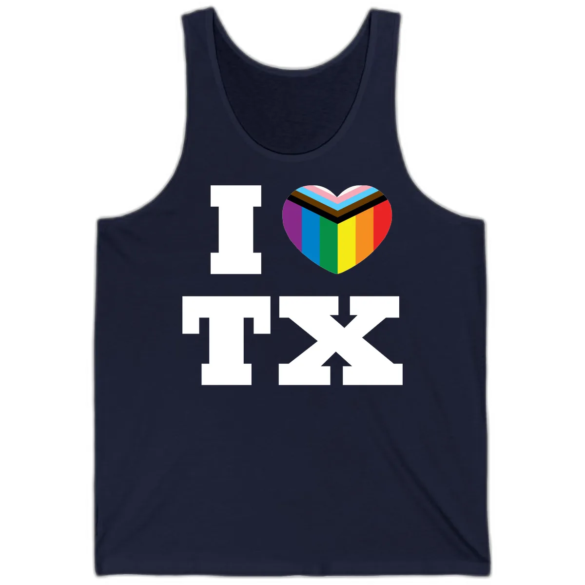 I Love Pride Rainbow Heart Tank in Navy