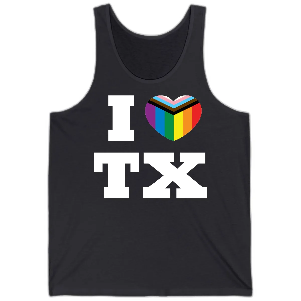 I Love Pride Rainbow Heart Tank in Dark Grey