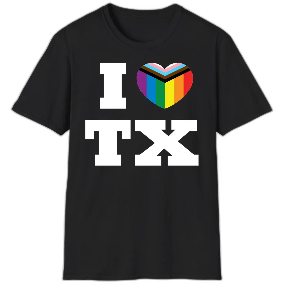 I Love Pride Rainbow Heart T-Shirt in Black