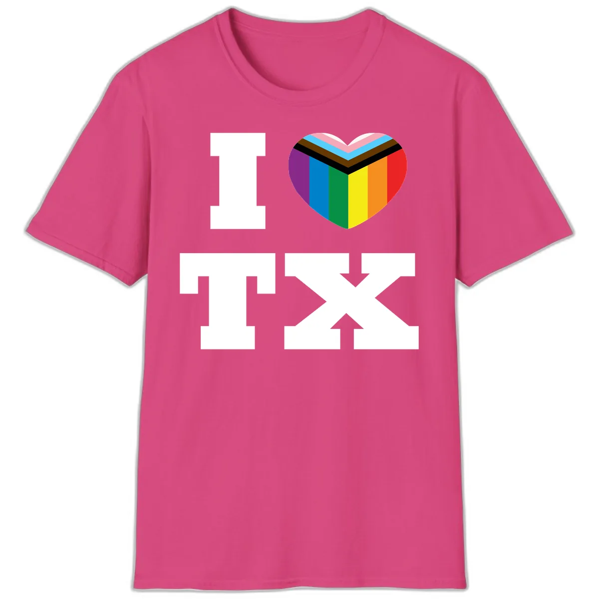 I Love Pride Rainbow Heart T-Shirt in Heliconia