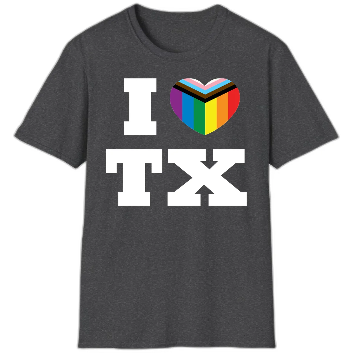 I Love Pride Rainbow Heart T-Shirt in Dark Heather