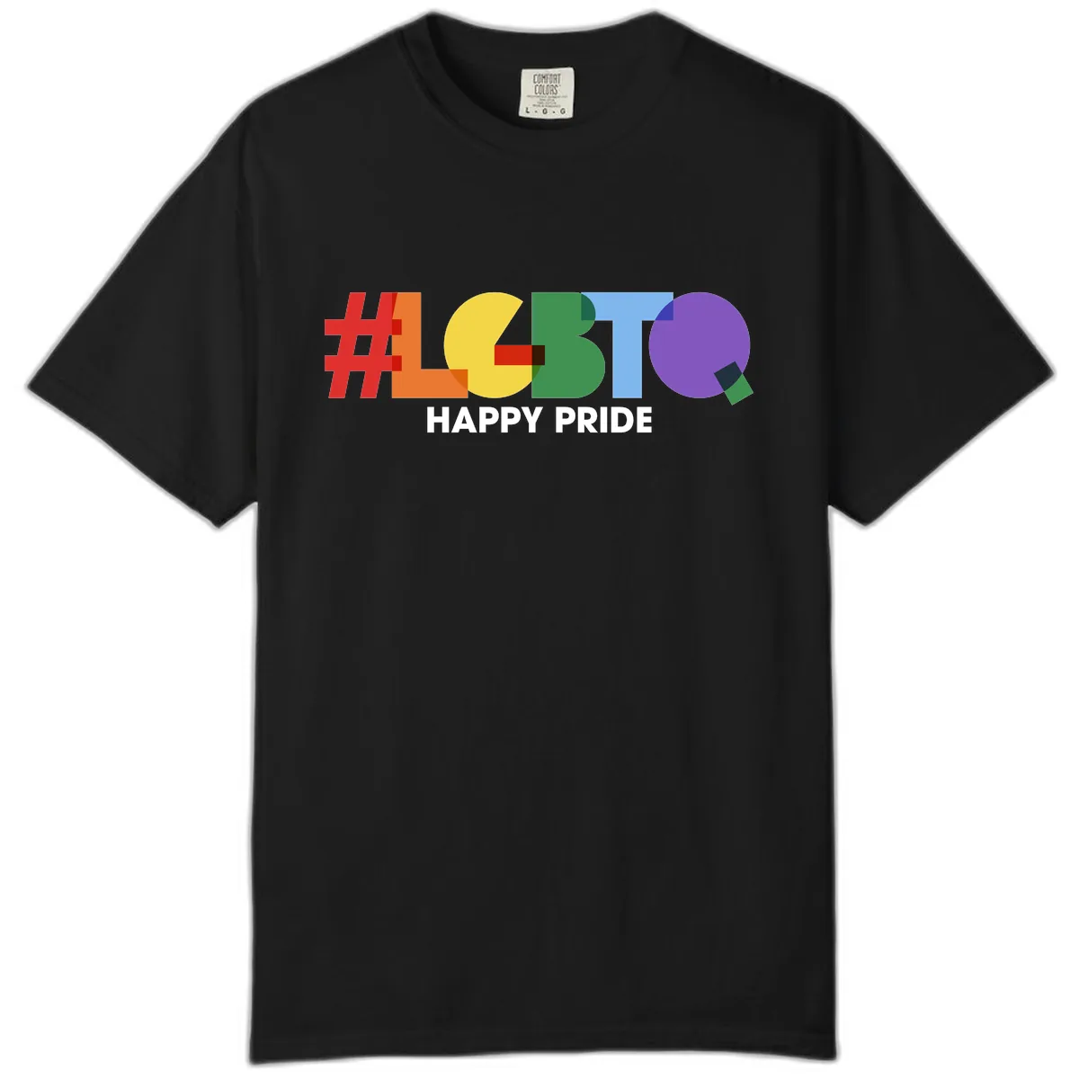 Happy Pride Colorful Letters Comfort Color in Black