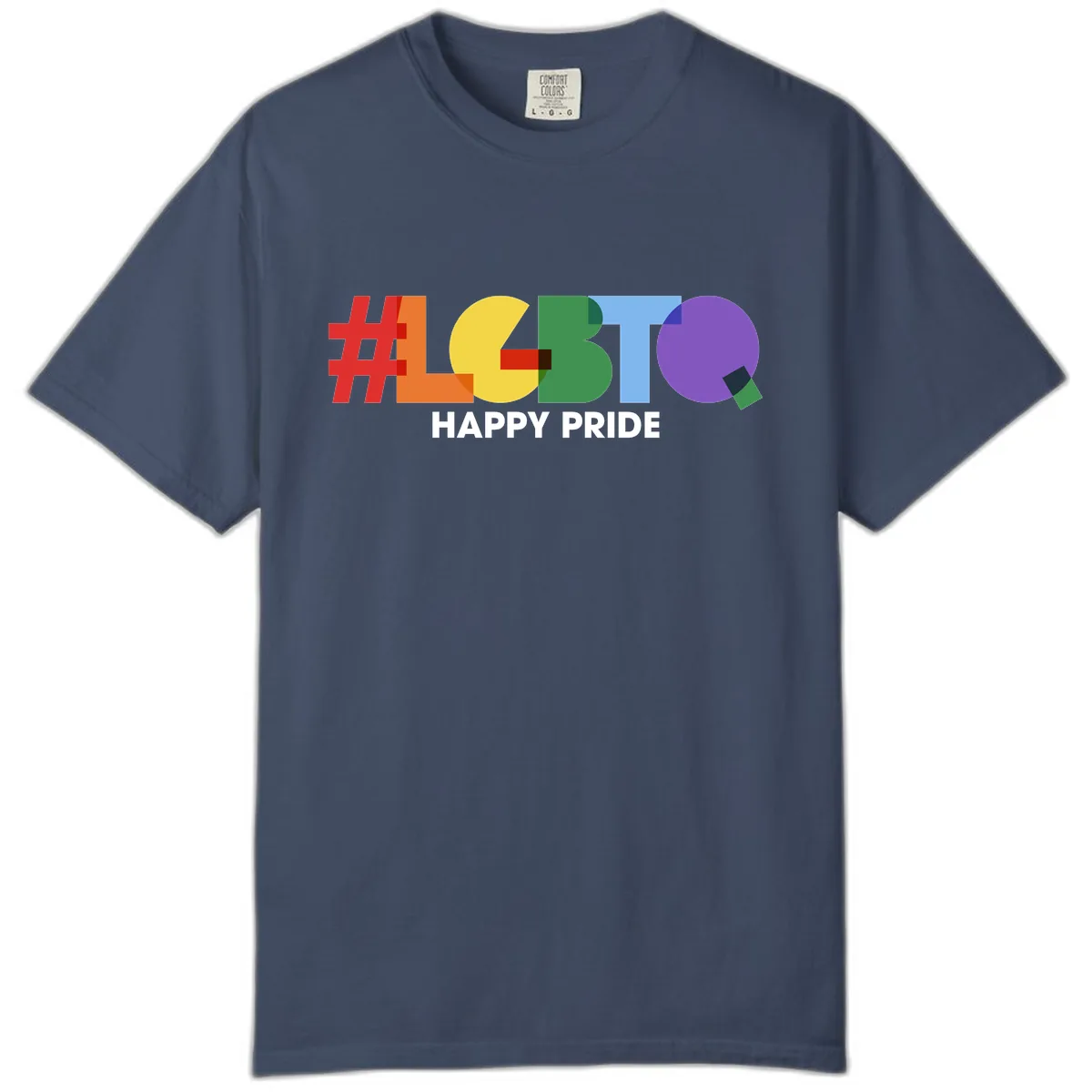 Happy Pride Colorful Letters Comfort Color in Midnight