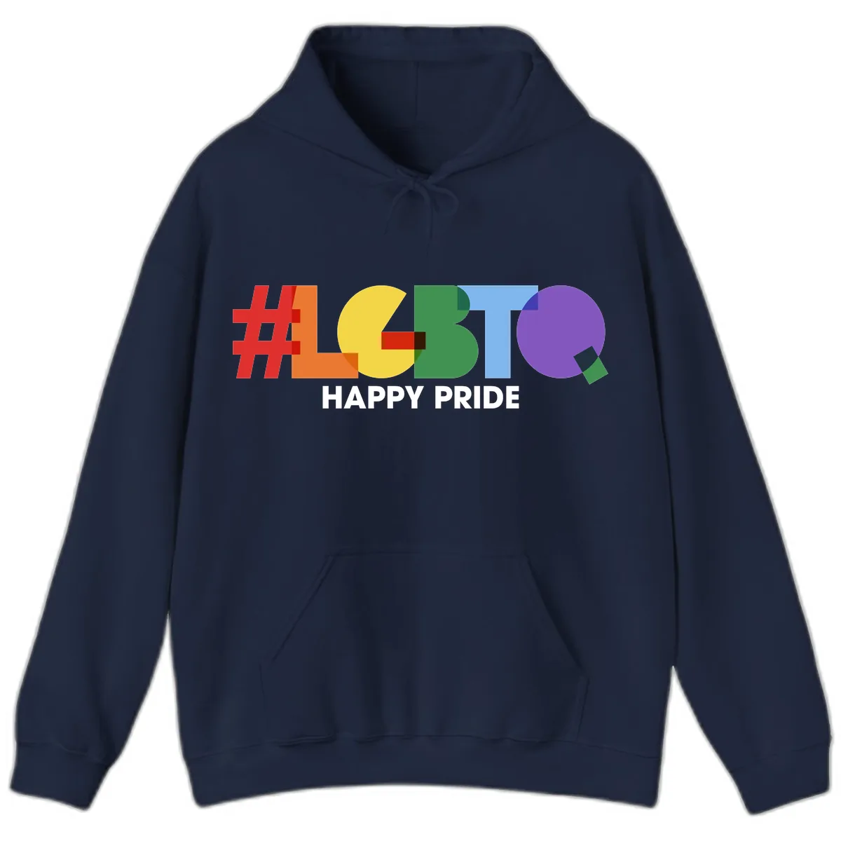 Happy Pride Colorful Letters Hoodie in Navy