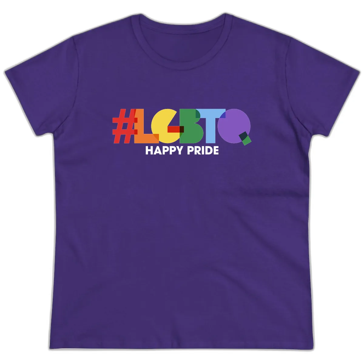 Happy Pride Colorful Letters Ladies Tee in Purple