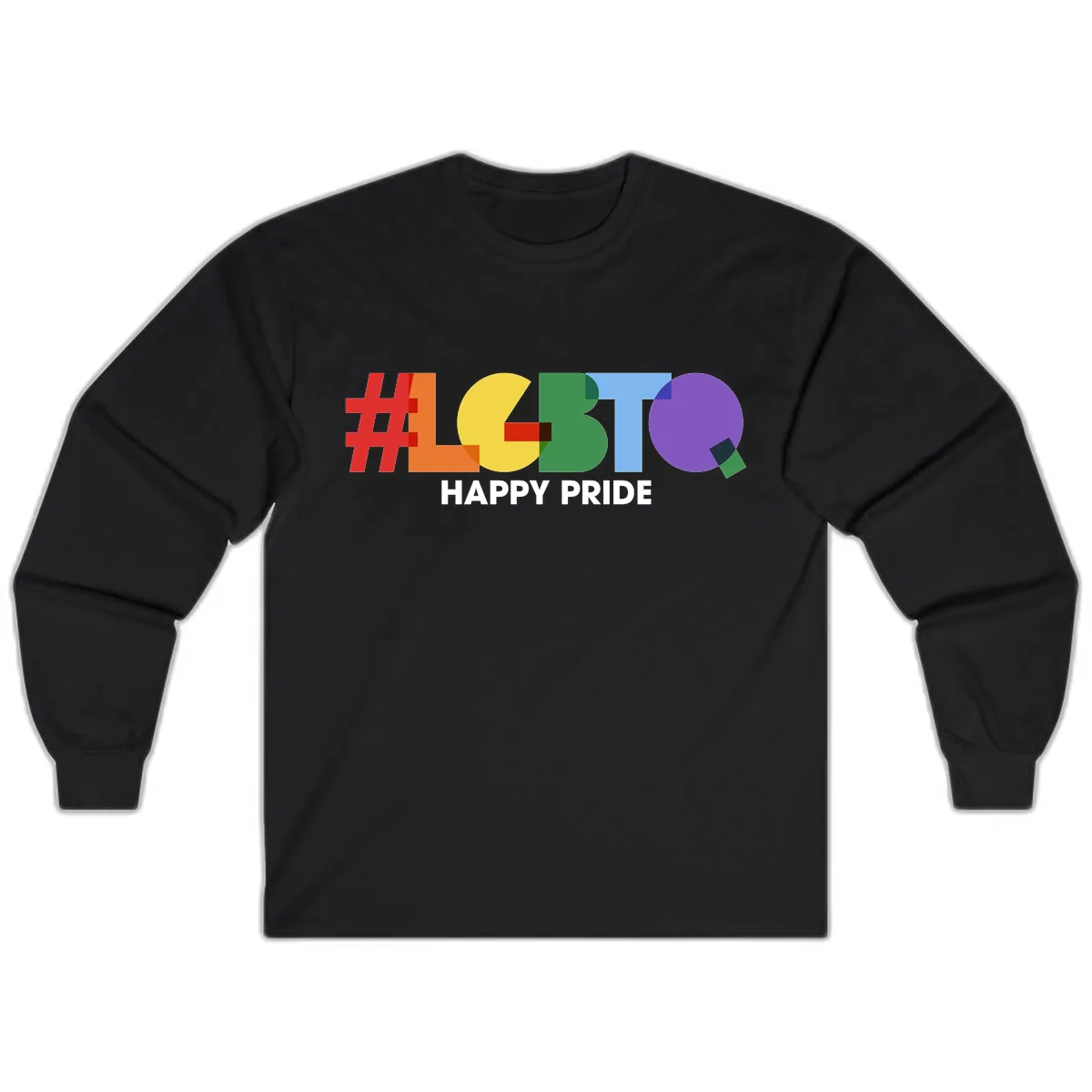 Happy Pride Colorful Letters Long Sleeve in Black