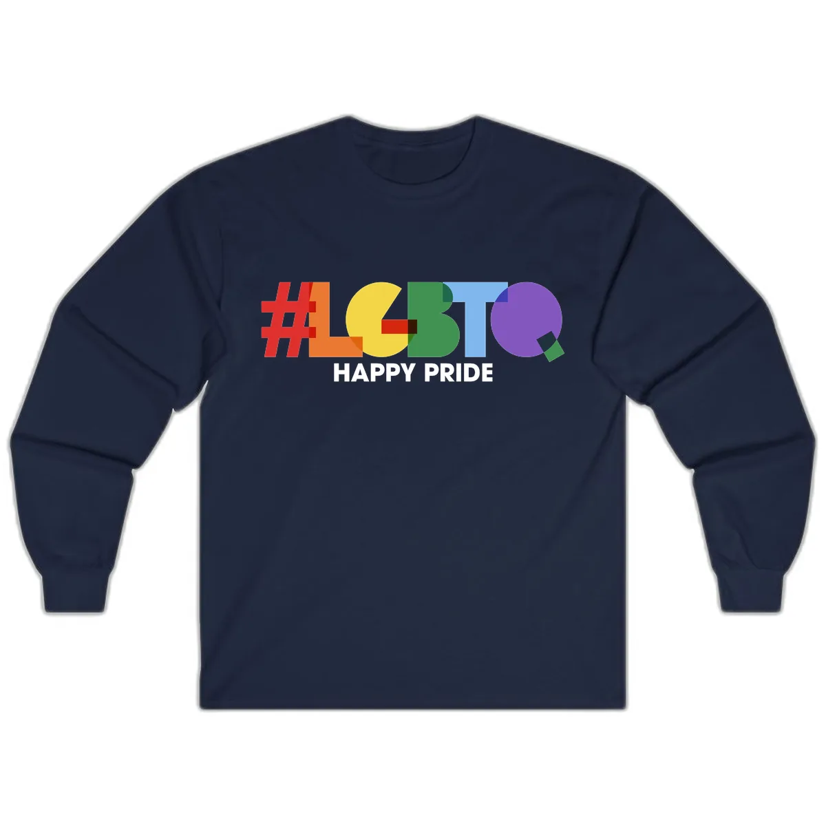 Happy Pride Colorful Letters Long Sleeve in Navy