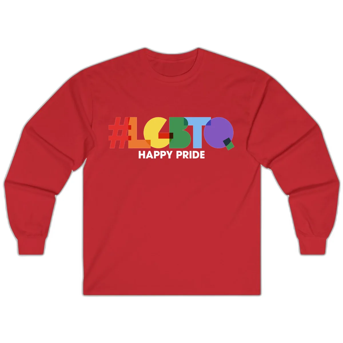 Happy Pride Colorful Letters Long Sleeve in Red