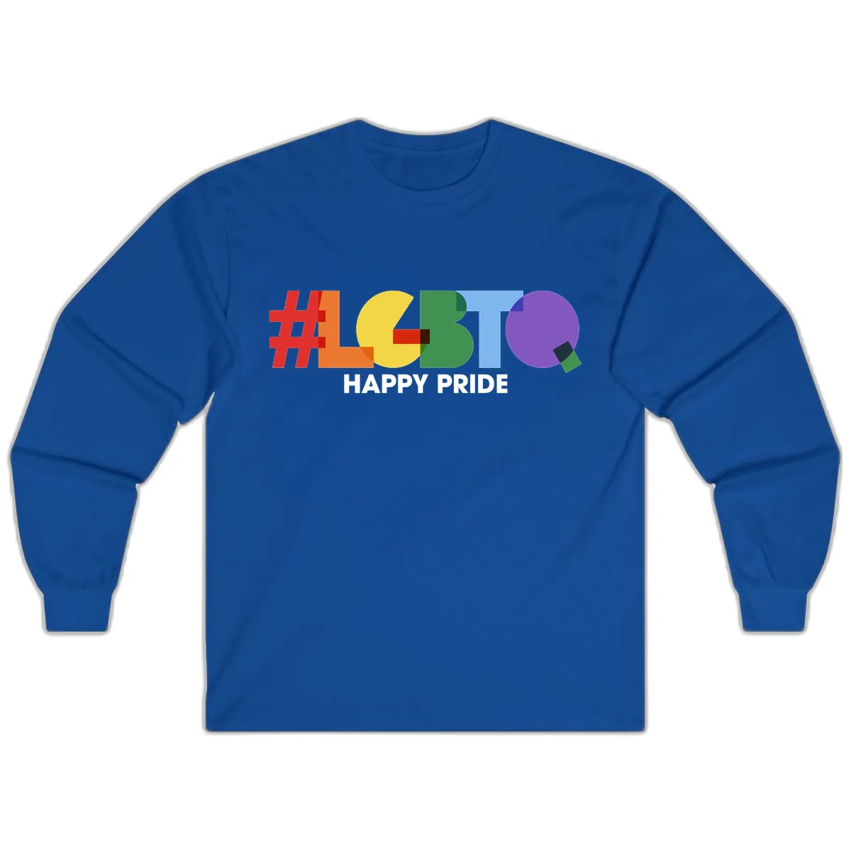 Happy Pride Colorful Letters Long Sleeve in Royal