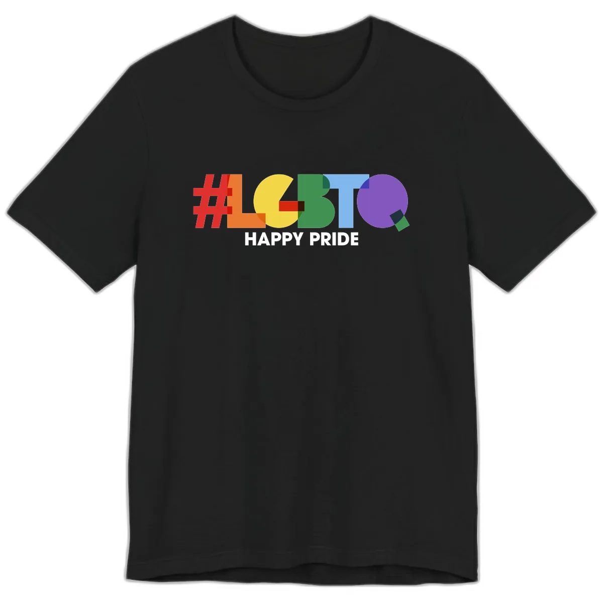 Happy Pride Colorful Letters Premium T-Shirt in Black