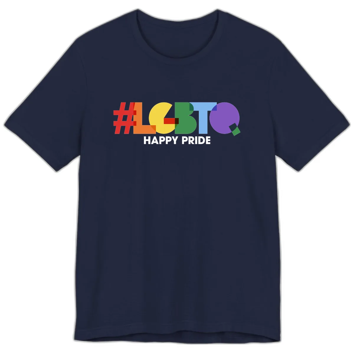 Happy Pride Colorful Letters Premium T-Shirt in Navy