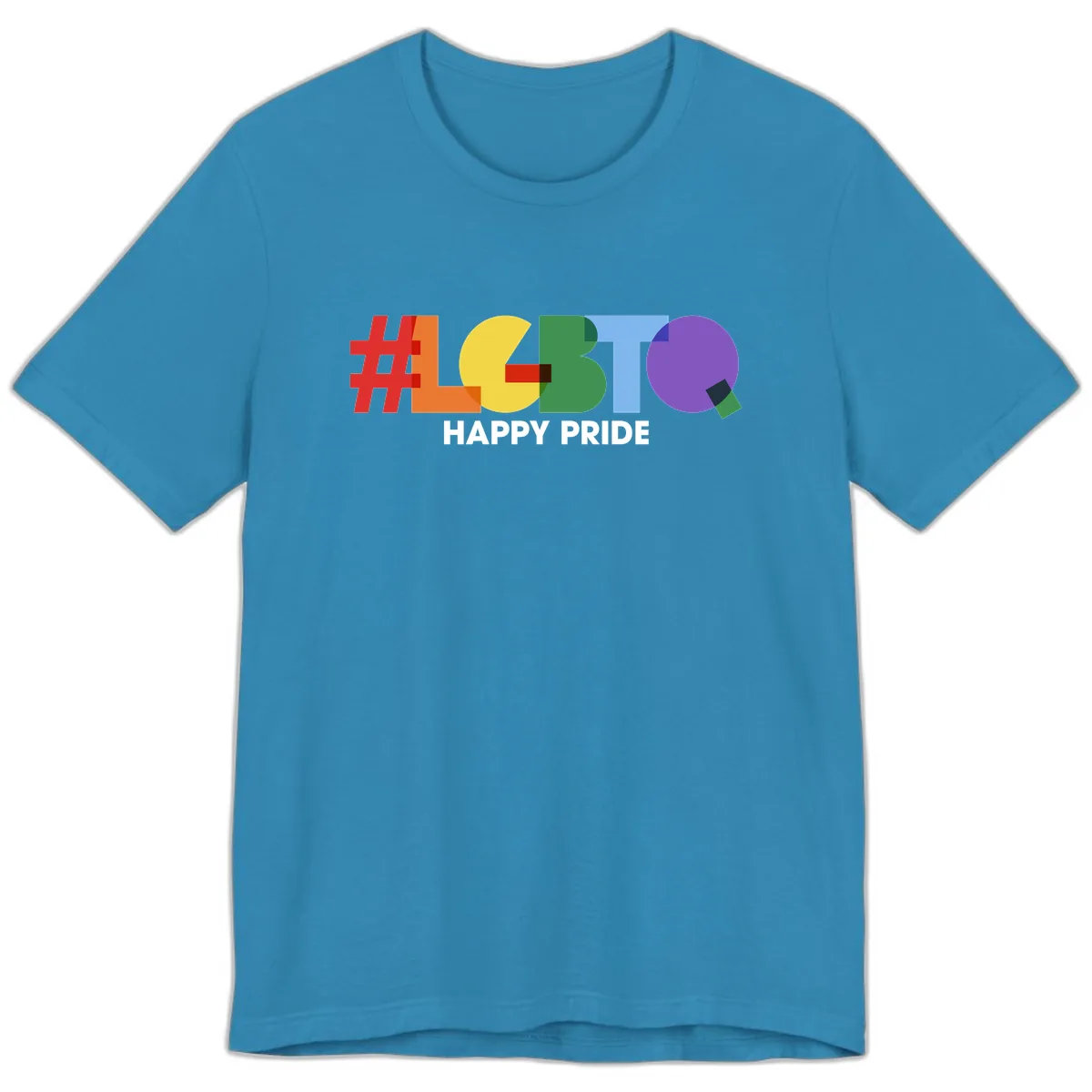 Happy Pride Colorful Letters Premium T-Shirt in Aqua