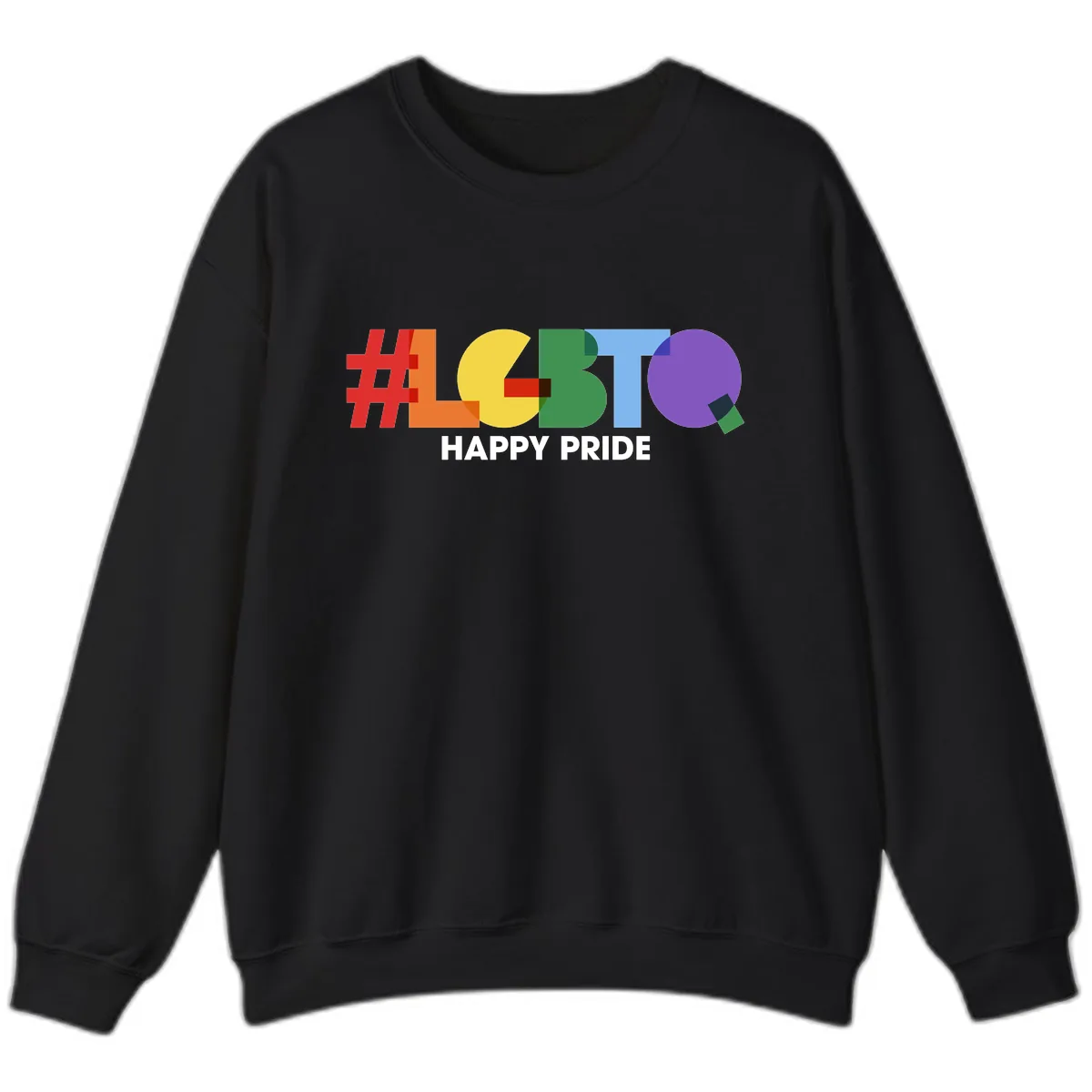 Happy Pride Colorful Letters Sweatshirt in Black
