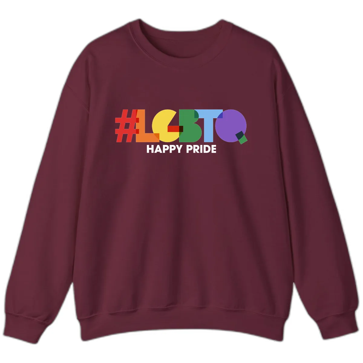Happy Pride Colorful Letters Sweatshirt in Maroon