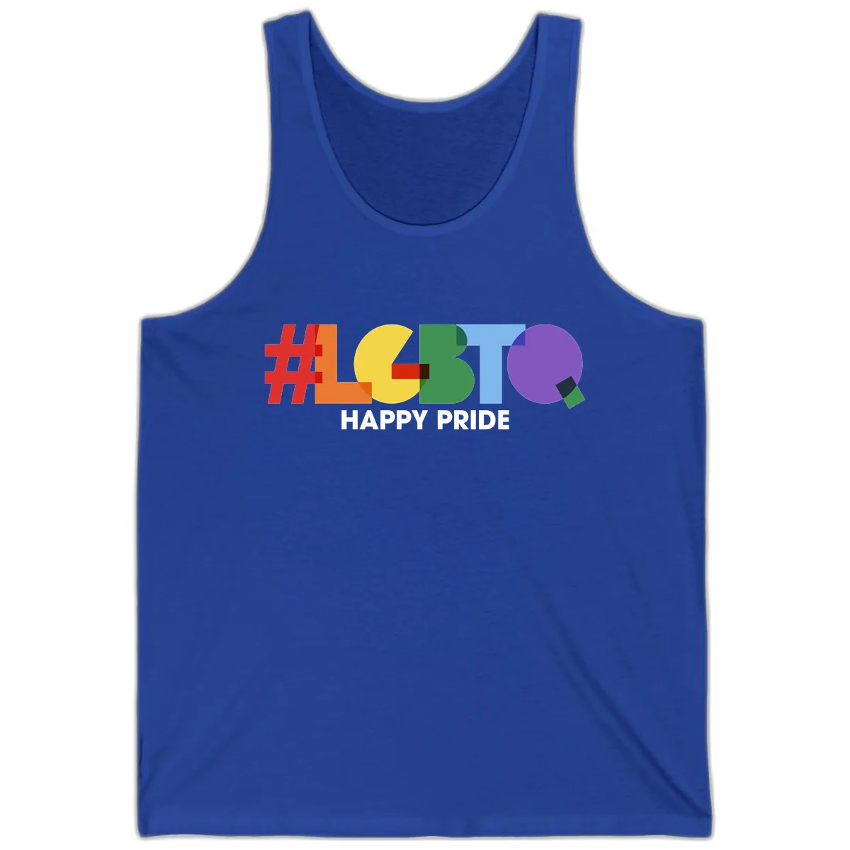 Happy Pride Colorful Letters Tank in True Royal