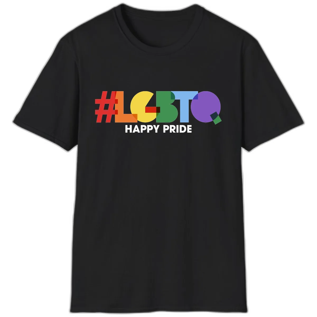 Happy Pride Colorful Letters T-Shirt in Black