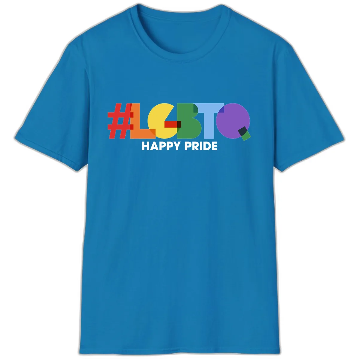 Happy Pride Colorful Letters T-Shirt in Sapphire