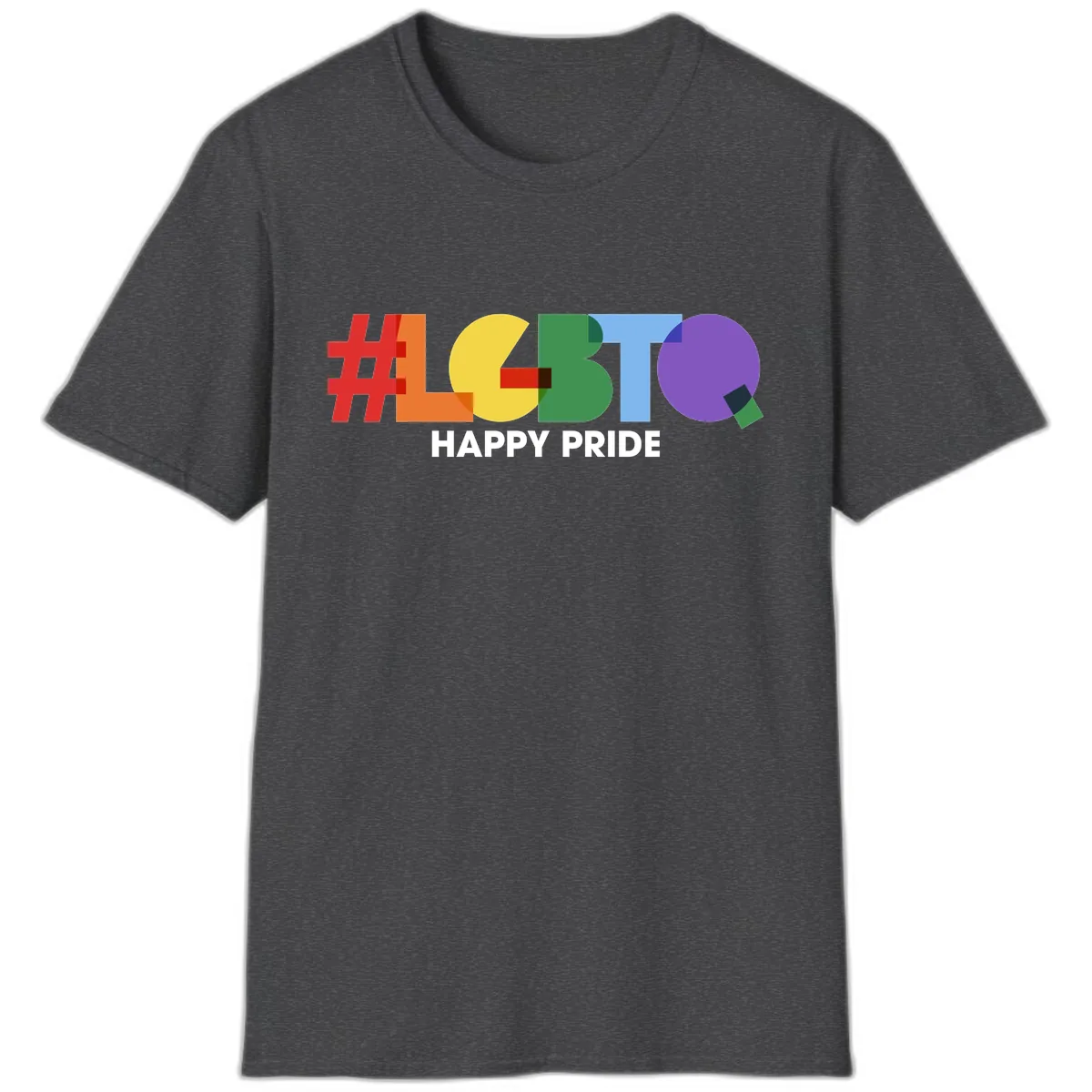 Happy Pride Colorful Letters T-Shirt in Dark Heather
