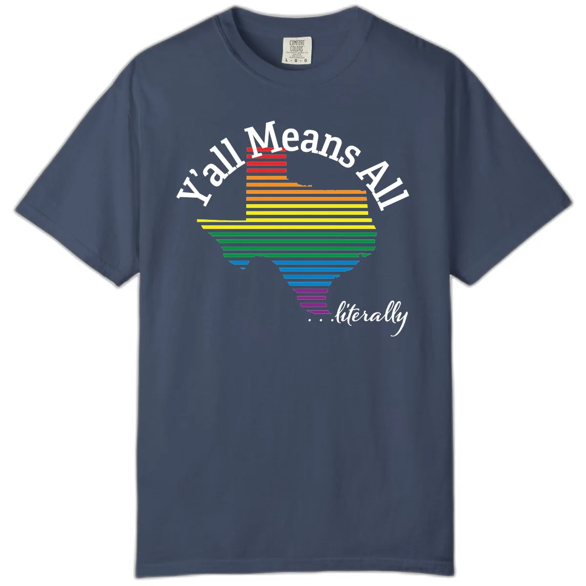 Y'all Means All Rainbow Funnel Comfort Color in Midnight