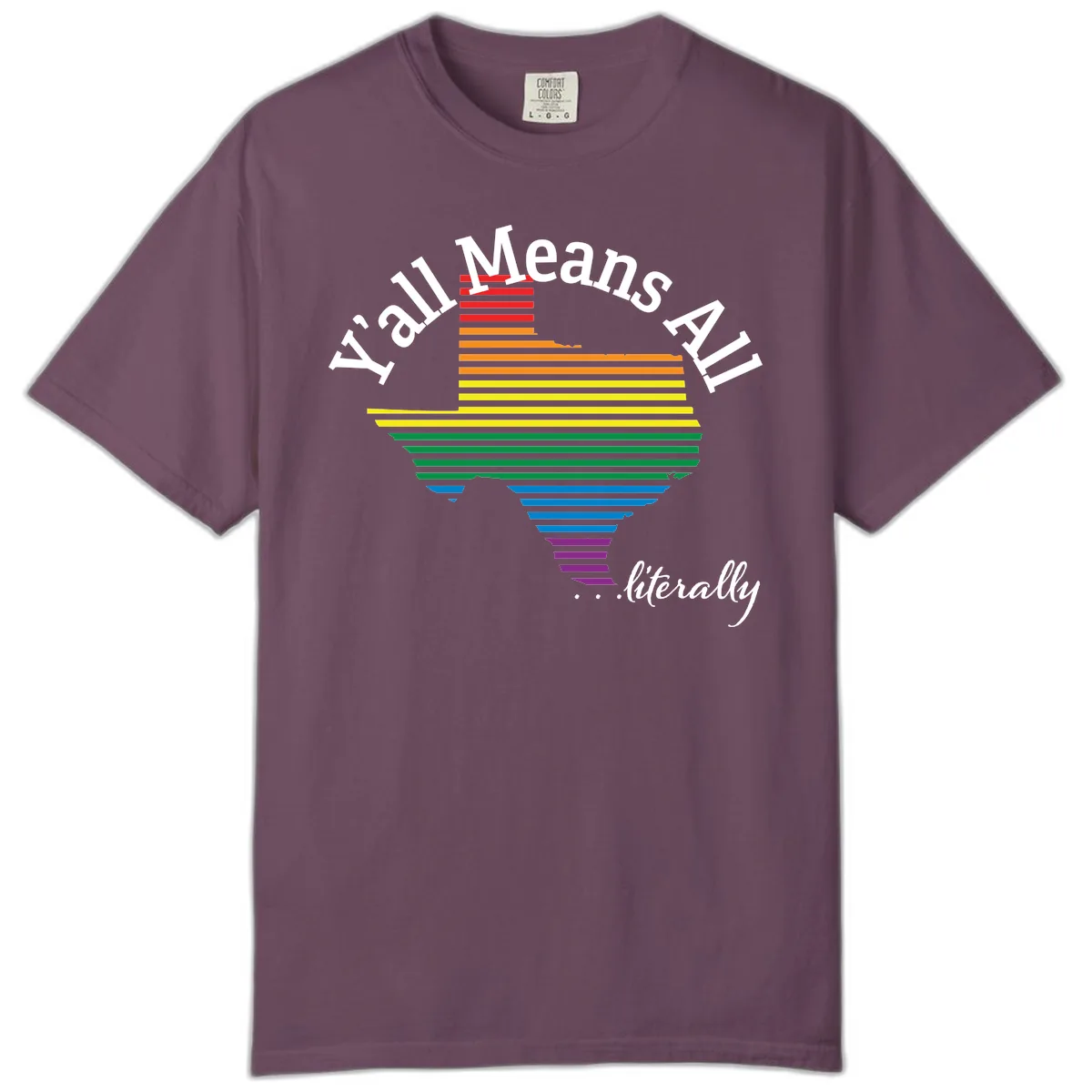 Y'all Means All Rainbow Funnel Comfort Color in Berry