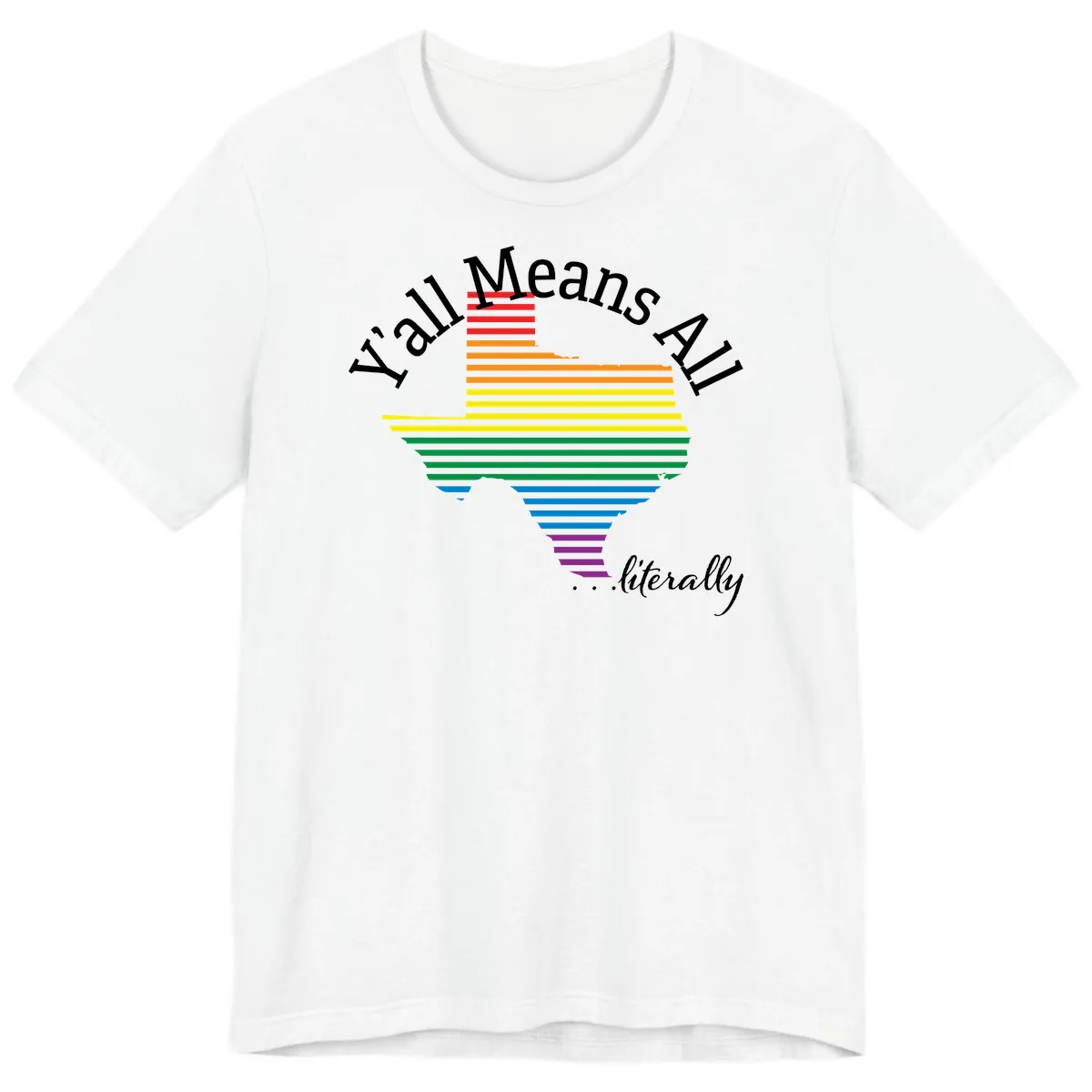 Y'all Means All Rainbow Funnel Premium T-Shirt in White