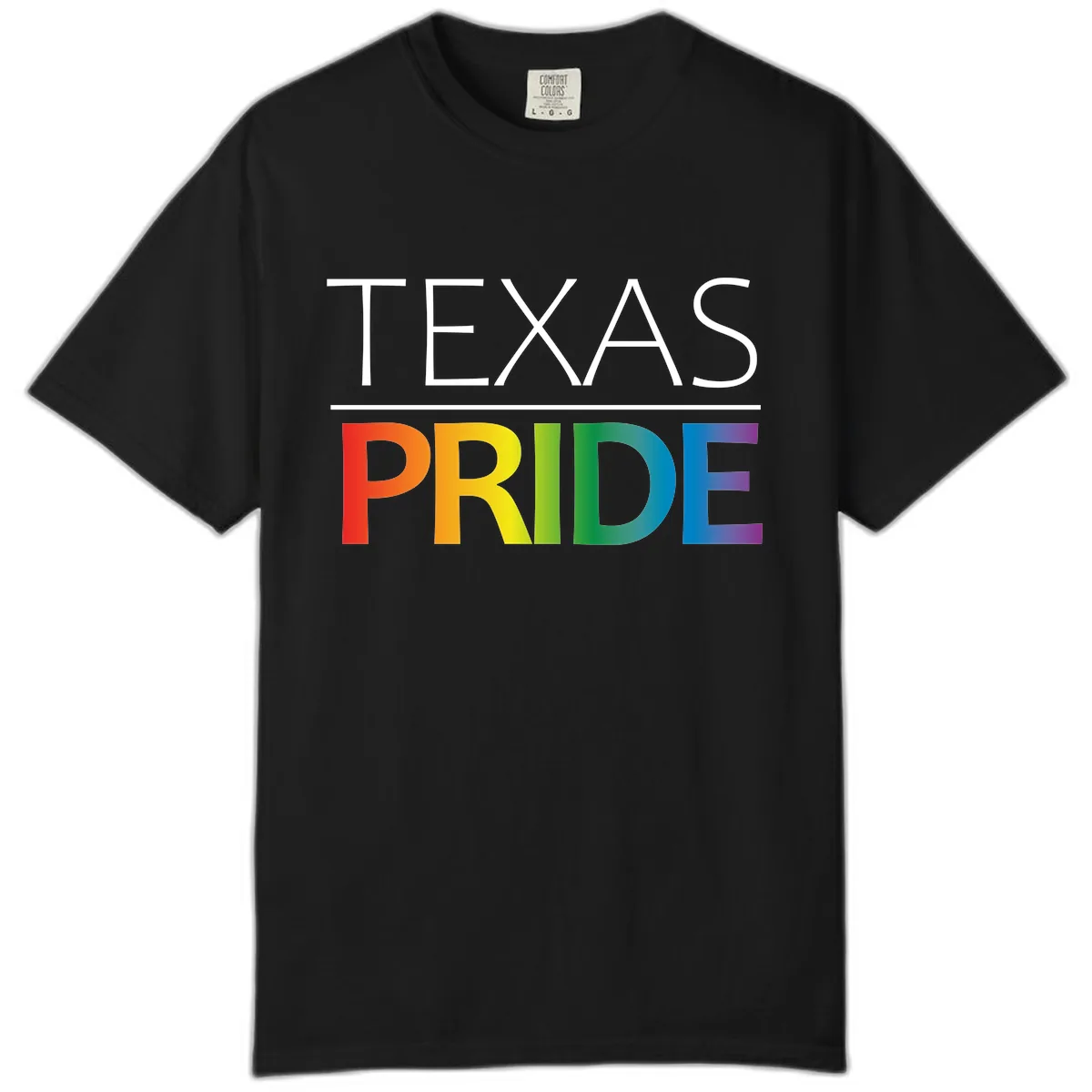 Texas Pride Rainbow Letters Comfort Color in Black