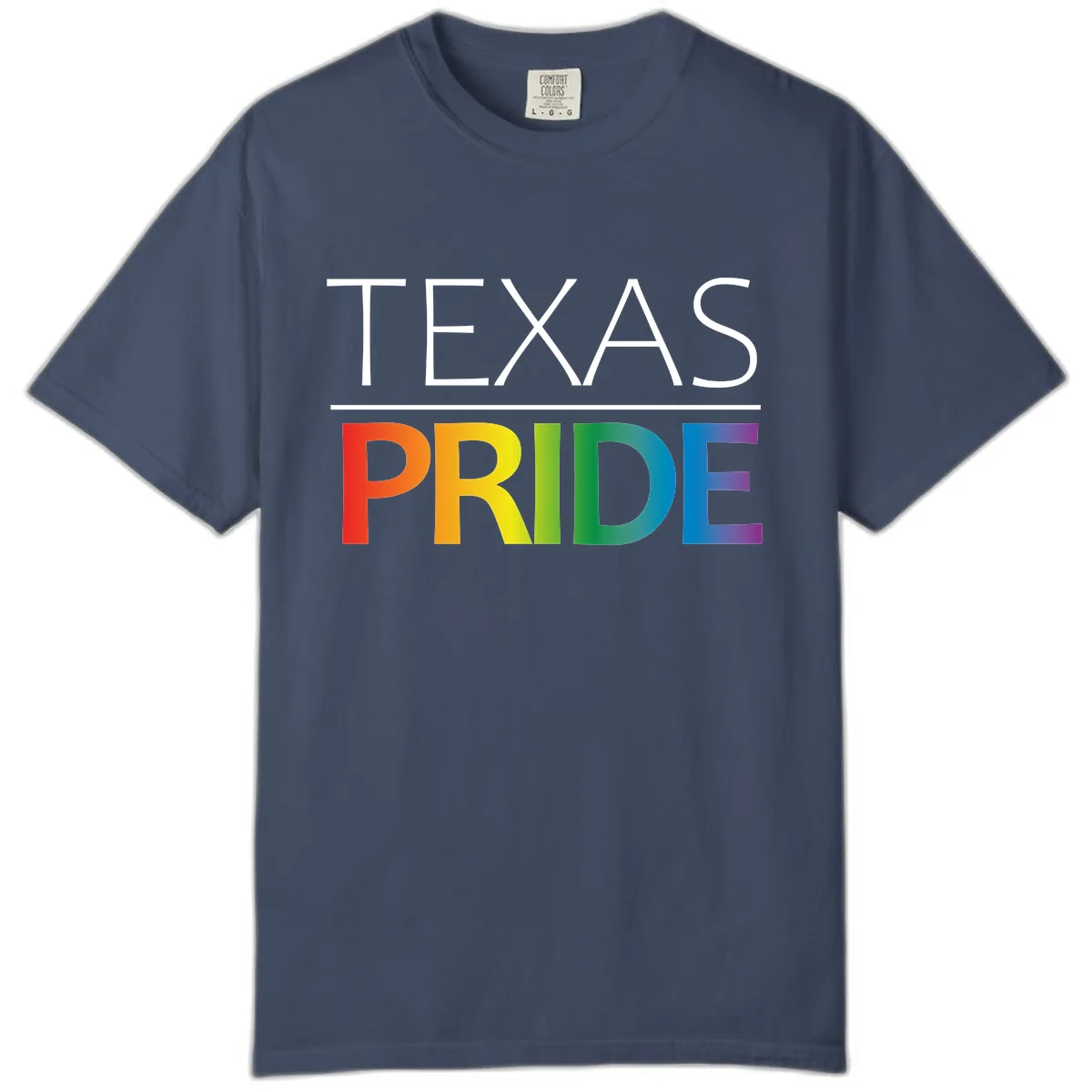 Texas Pride Rainbow Letters Comfort Color in Midnight