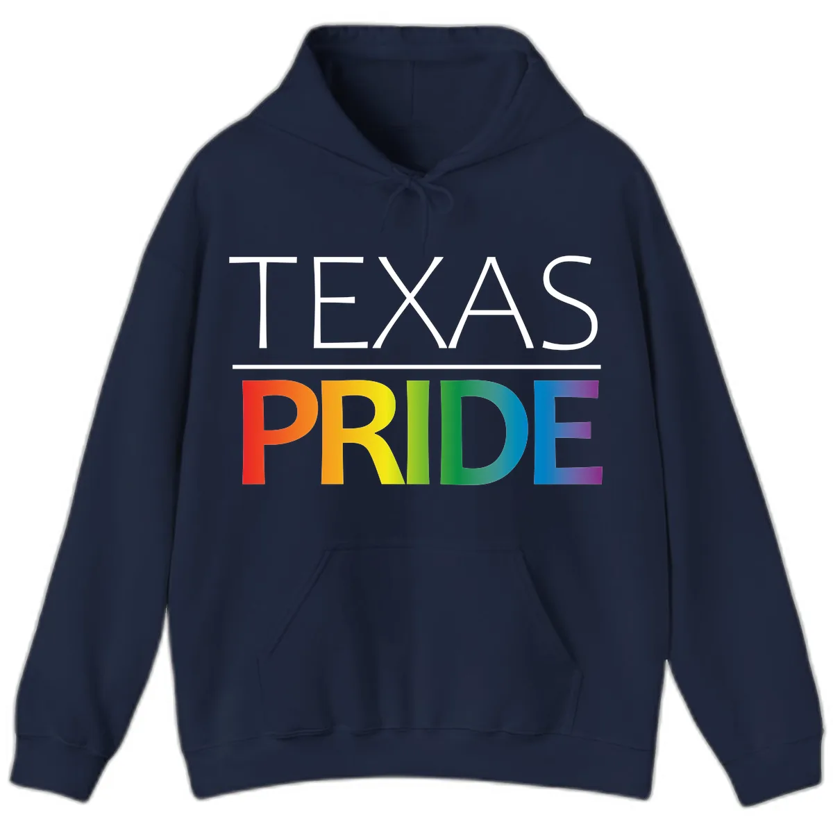 Texas Pride Rainbow Letters Hoodie in Navy