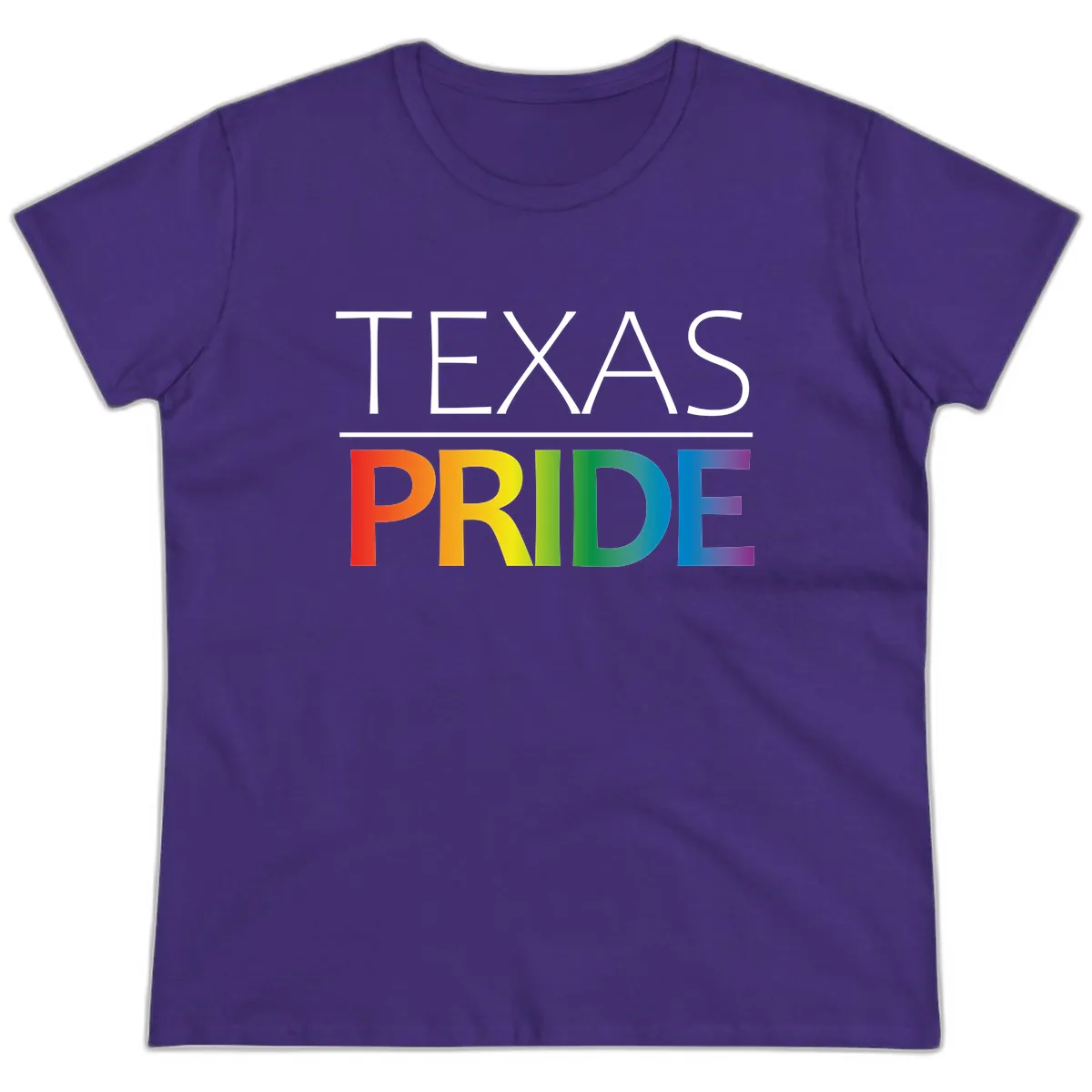 Texas Pride Rainbow Letters Ladies Tee in Purple