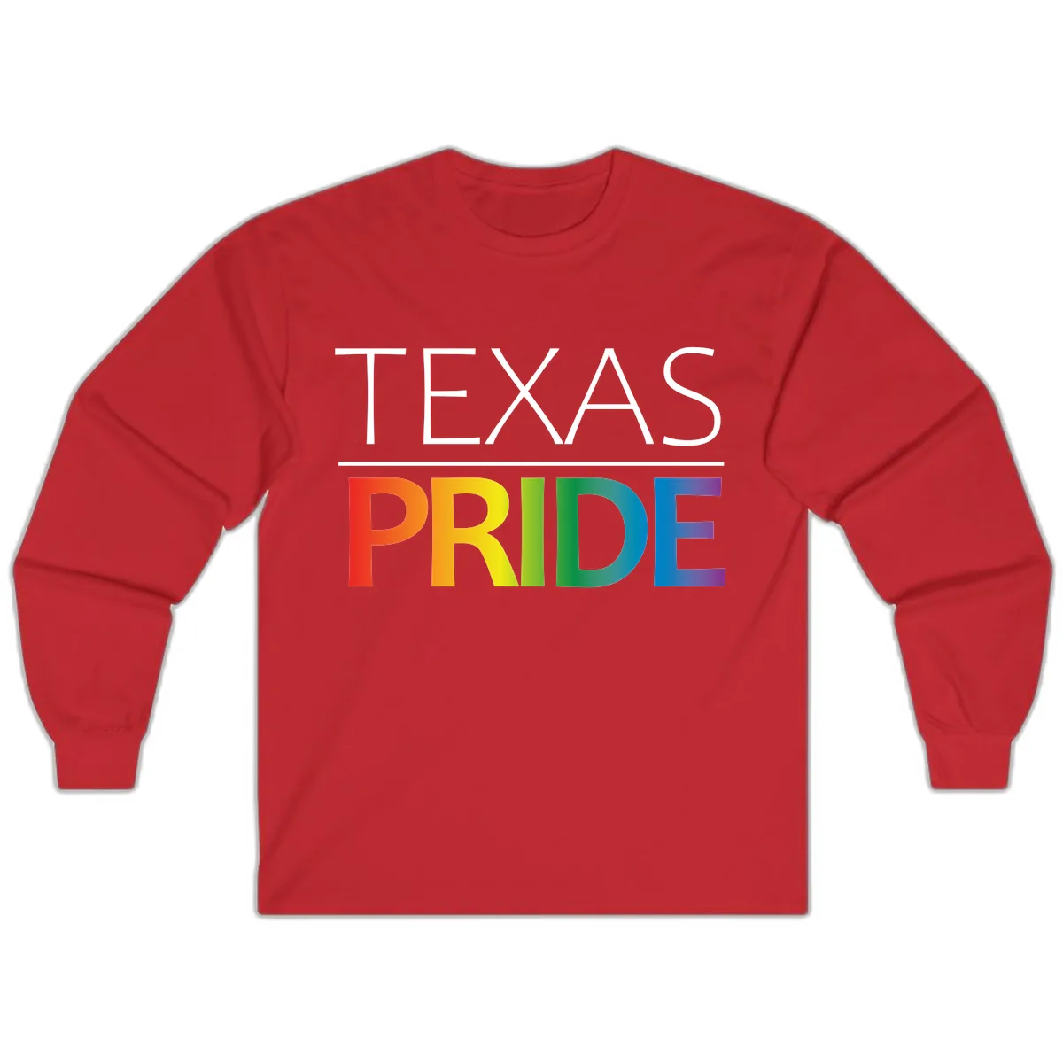 Texas Pride Rainbow Letters Long Sleeve in Red