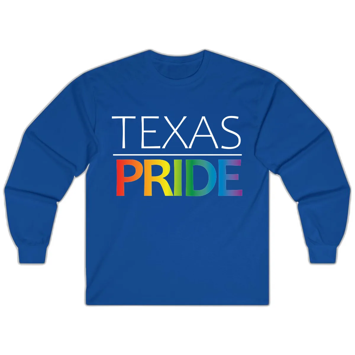 Texas Pride Rainbow Letters Long Sleeve in Royal