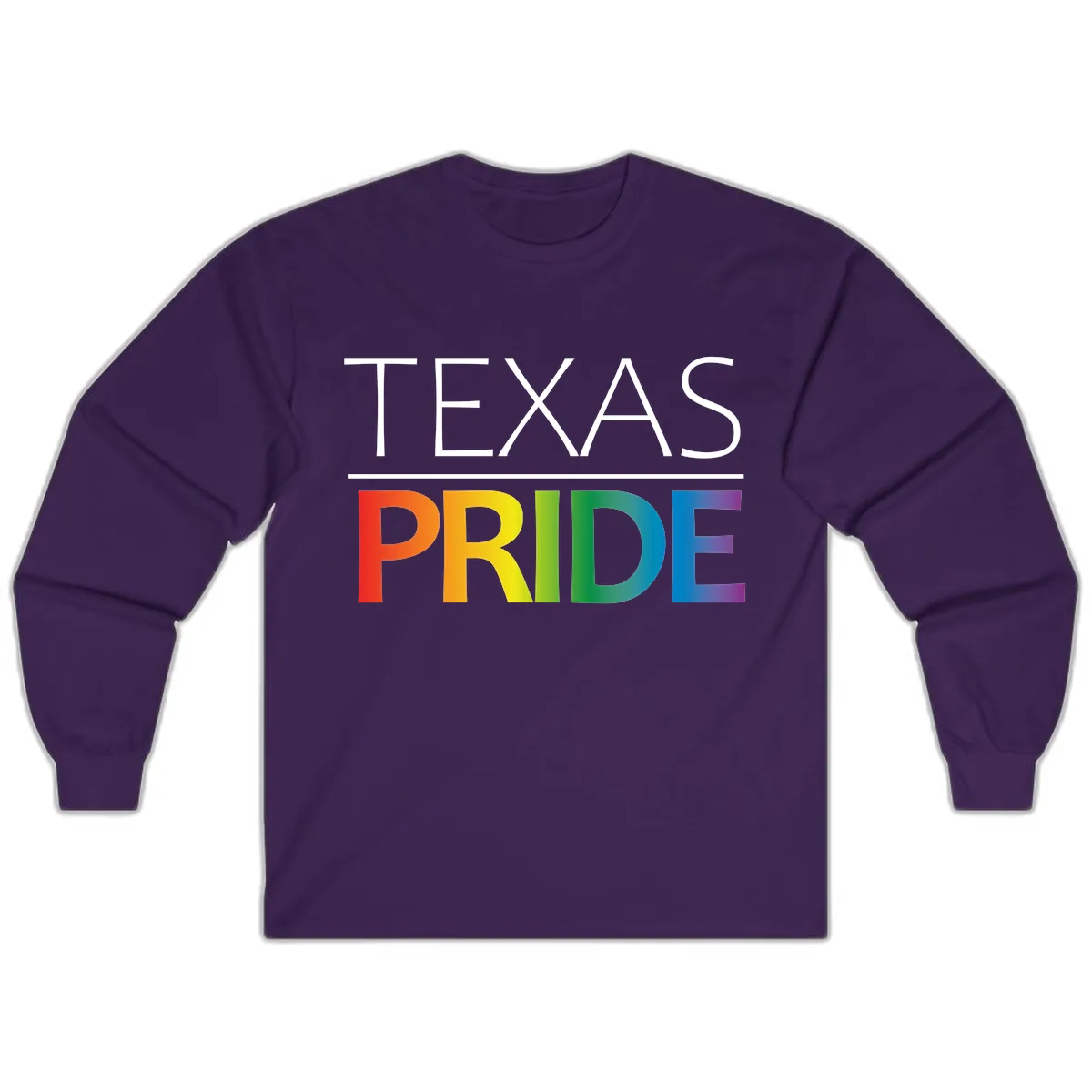 Texas Pride Rainbow Letters Long Sleeve in Purple