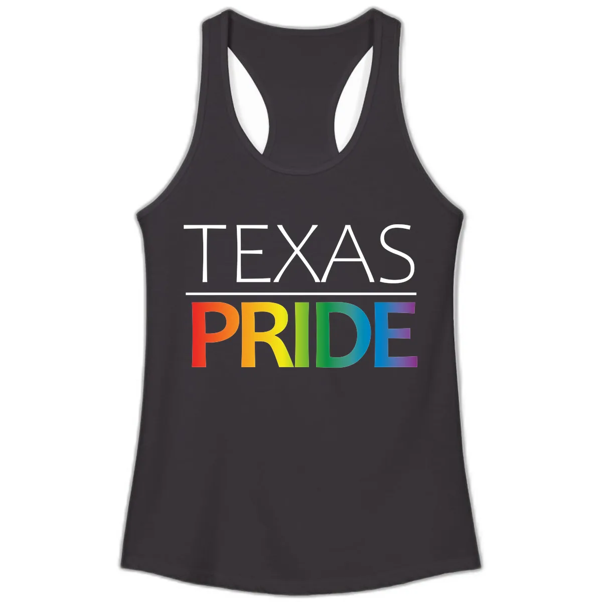 Texas Pride Rainbow Letters Ladies Tank in Black