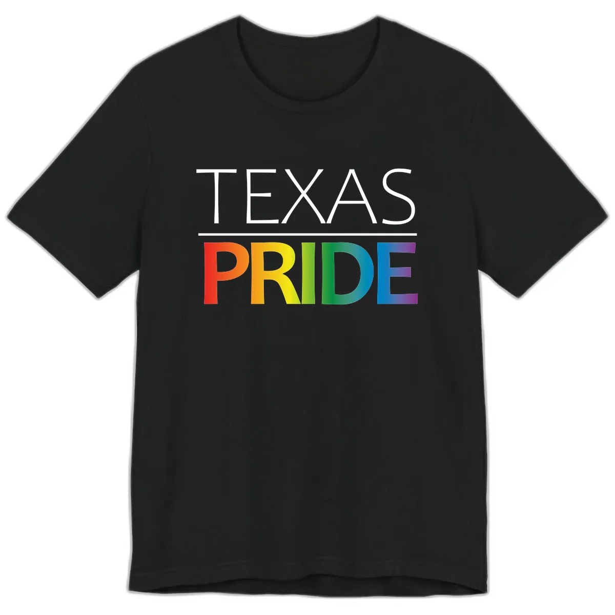 Texas Pride Rainbow Letters Premium T-Shirt in Black