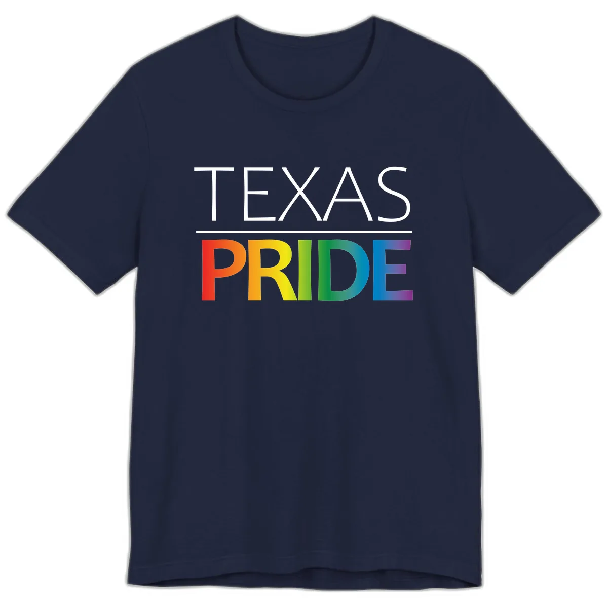 Texas Pride Rainbow Letters Premium T-Shirt in Navy