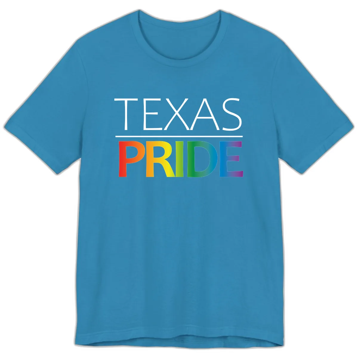 Texas Pride Rainbow Letters Premium T-Shirt in Aqua