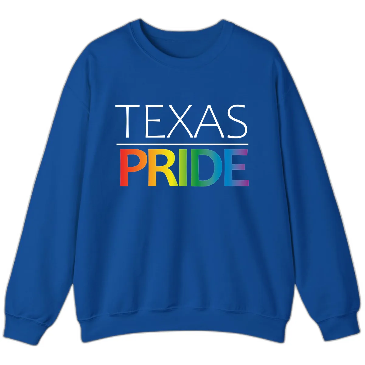 Texas Pride Rainbow Letters Sweatshirt in Royal