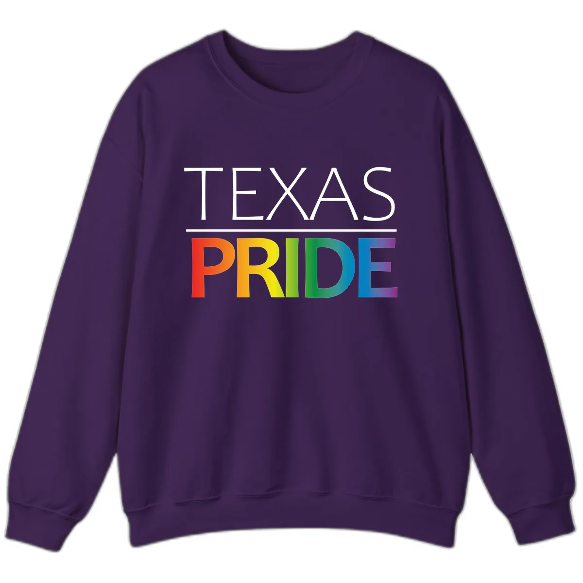 Texas Pride Rainbow Letters Sweatshirt in Purple