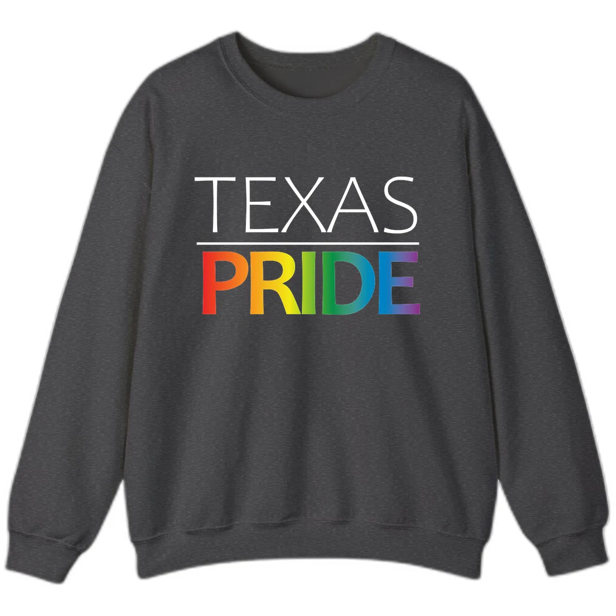 Texas Pride Rainbow Letters Sweatshirt in Dark Heather