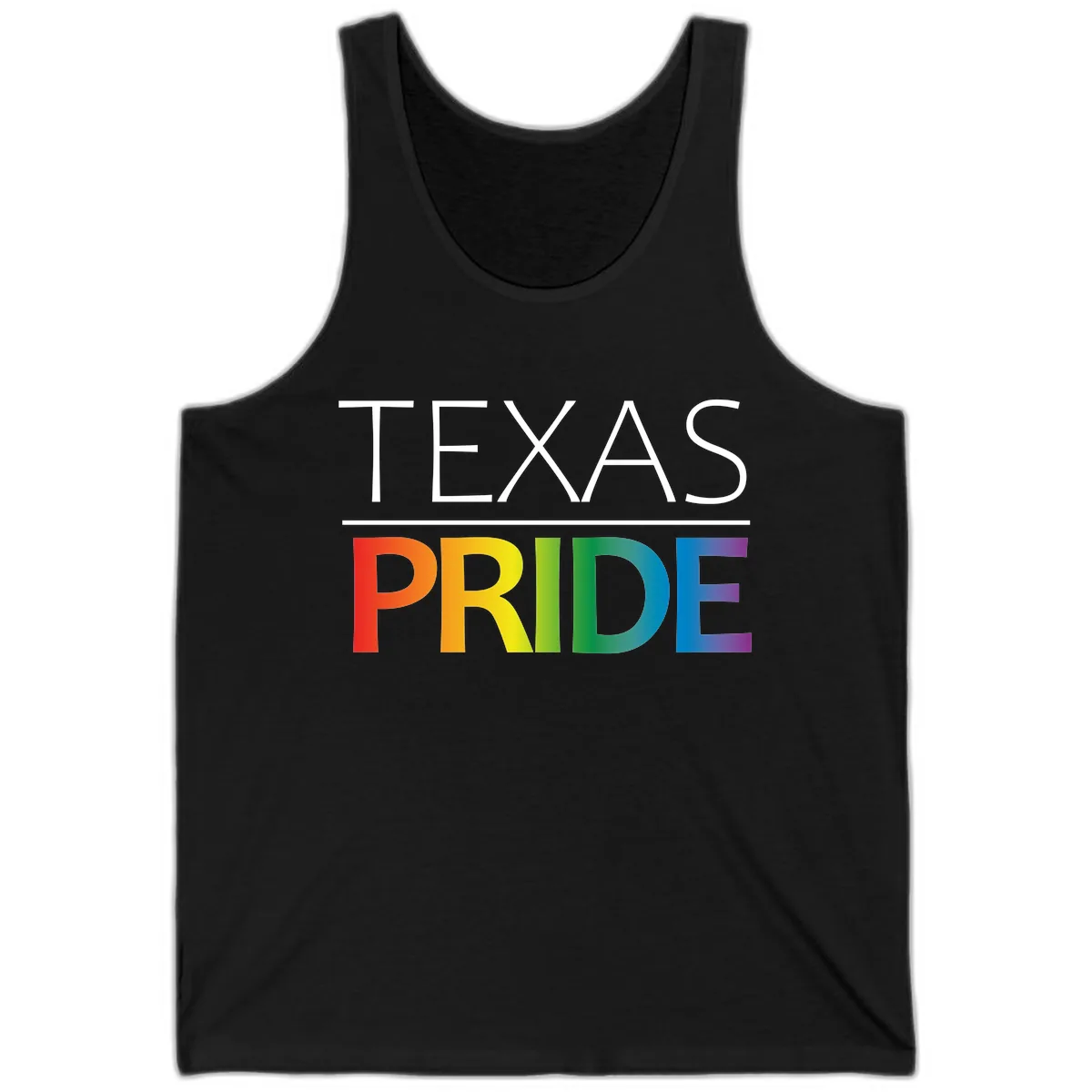 Texas Pride Rainbow Letters Tank in Black