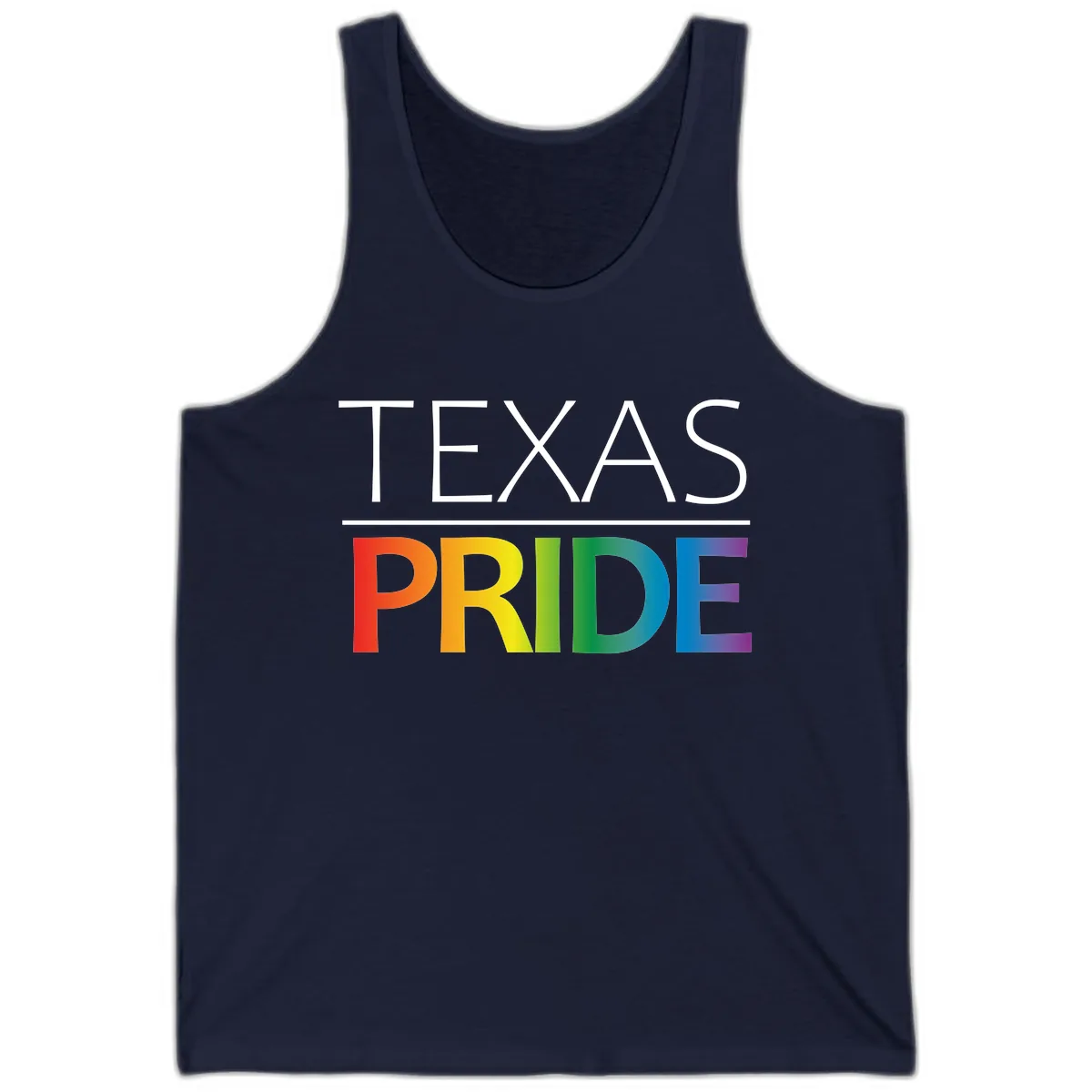 Texas Pride Rainbow Letters Tank in Navy
