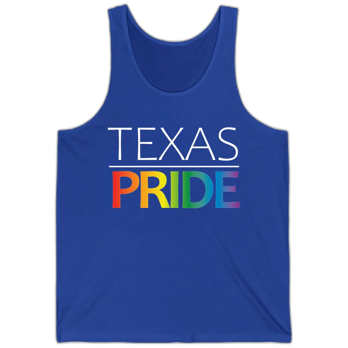 Texas Pride Rainbow Letters Tank in True Royal