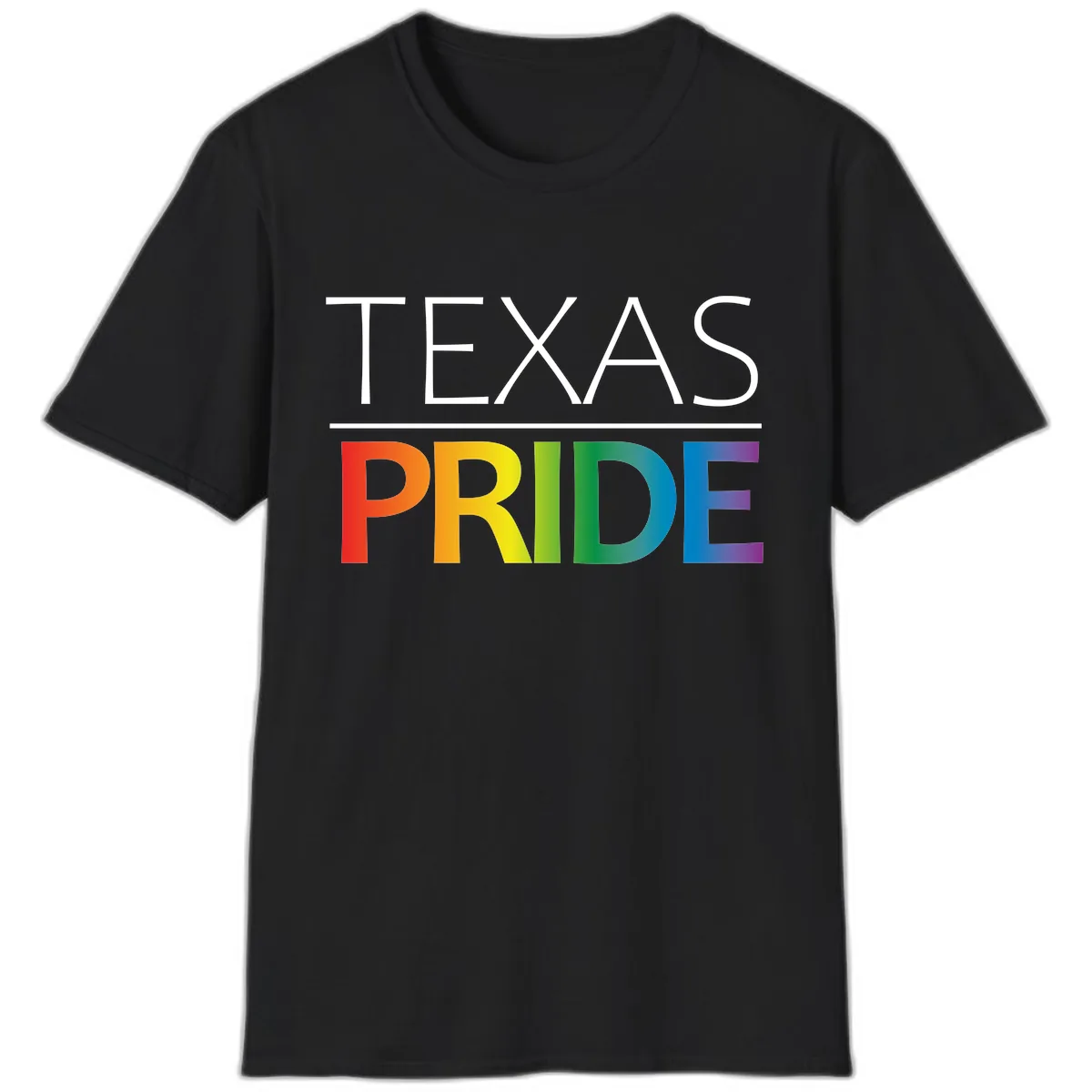 Texas Pride Rainbow Letters T-Shirt in Black