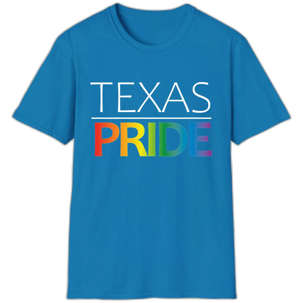 Texas Pride Rainbow Letters T-Shirt in Sapphire
